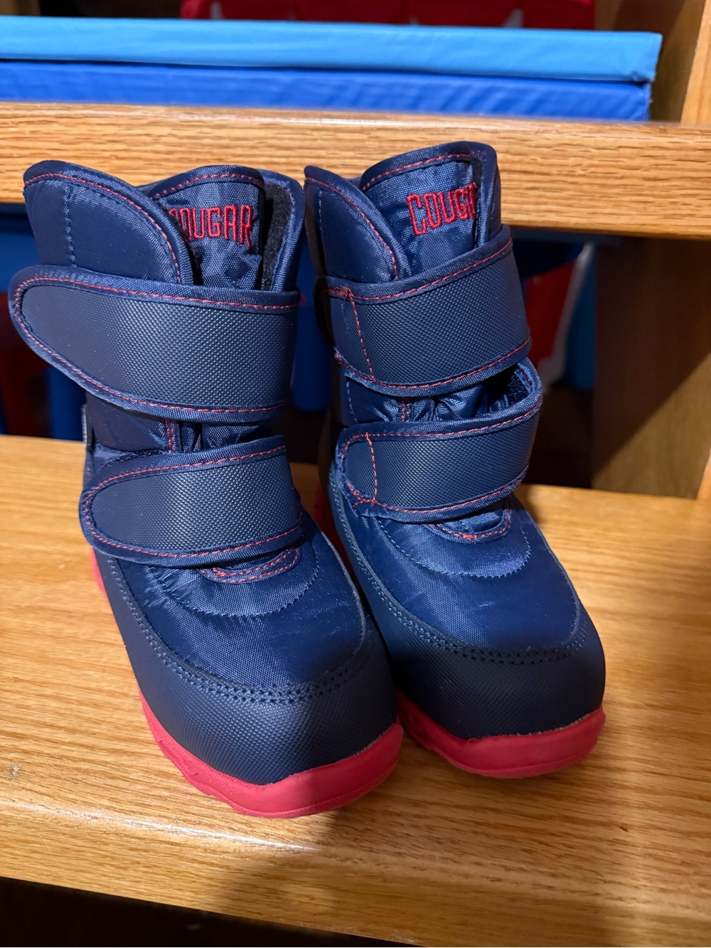New Cougar Kids Navy and Red Winter Boots